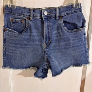 Levi's Dark Blue Denim Cutoff Shorts with Frayed Hem